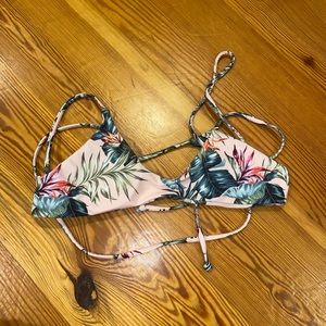 Pink floral bikini top